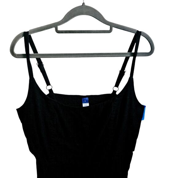 Old Navy Size L Cami Strap Mini Dress Solid Black Linen Blend Summer Casual - Picture 2 of 6